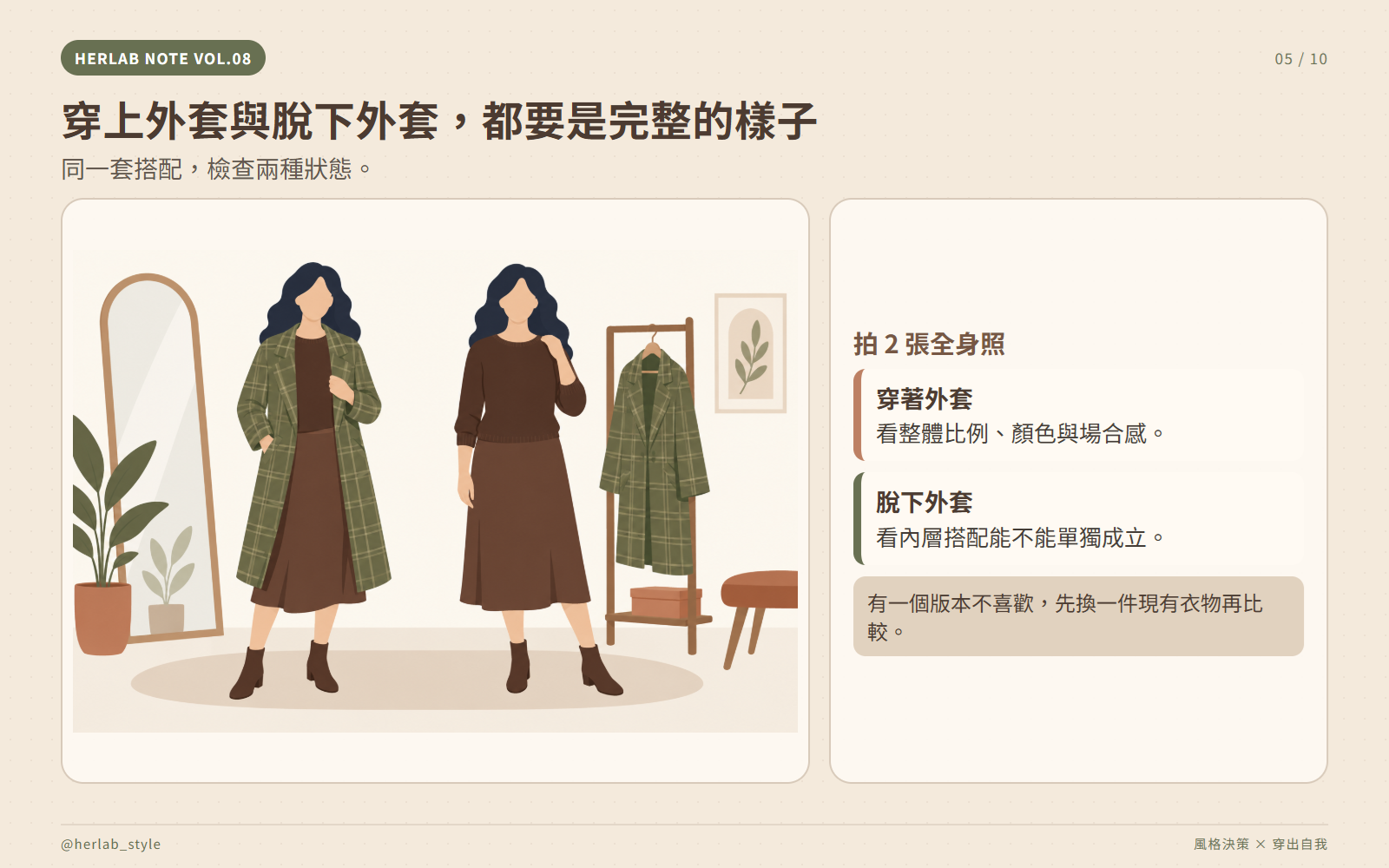 看穿上、脫下外套後,是不是喜歡的樣子