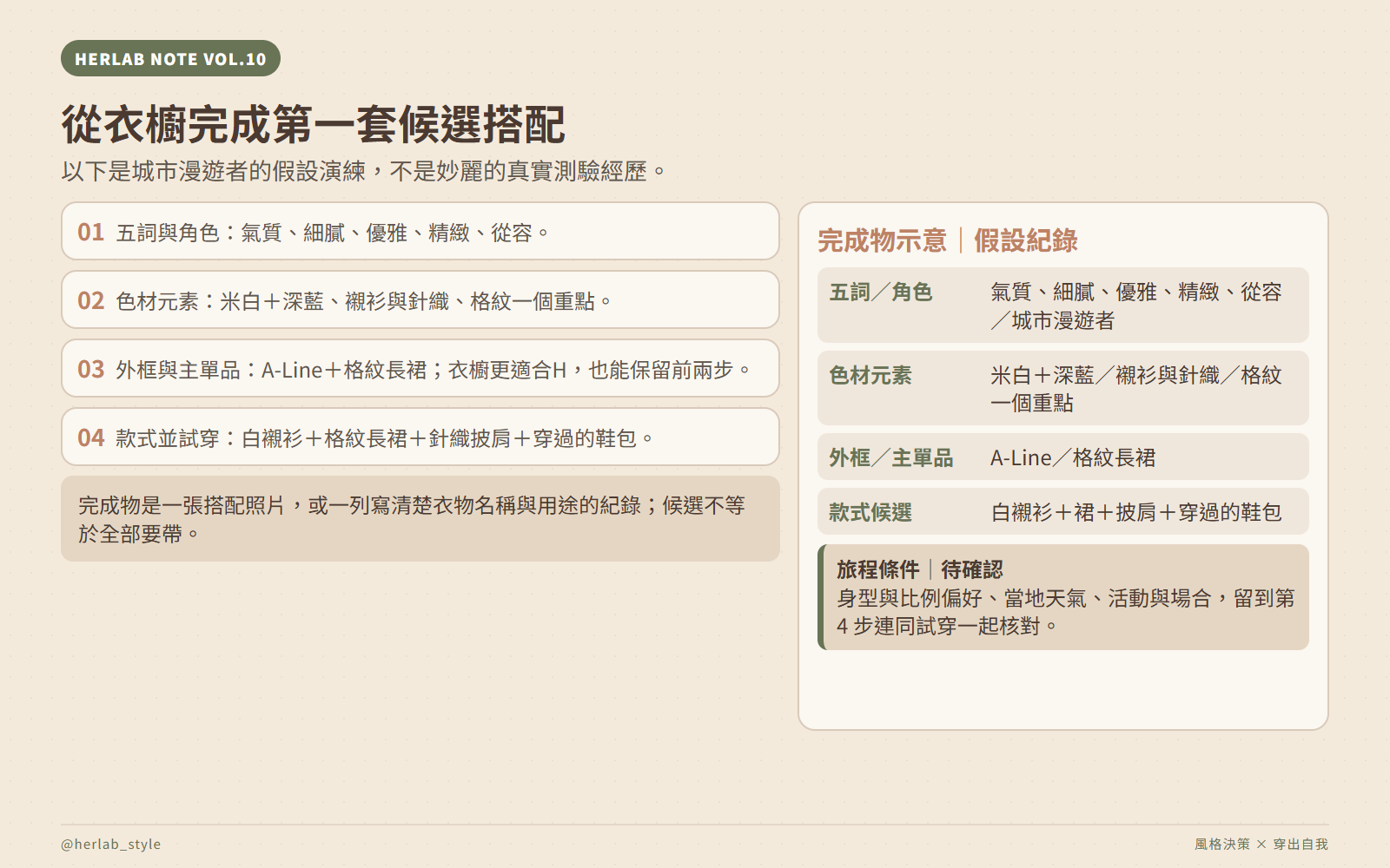 從衣櫥完成第一套候選搭配